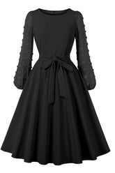 Vestido de cóctel de corte A con mangas largas en color azul cielo claro